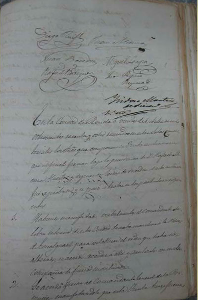 Documento de 20 de octubre 1868, donde la Junta Revolucionario de Ronda solicita la creación de la provincia.