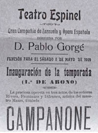 Cartel inauguración Teatro Espinel